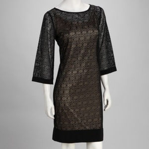 Nina Leonard Black & Tan Dress